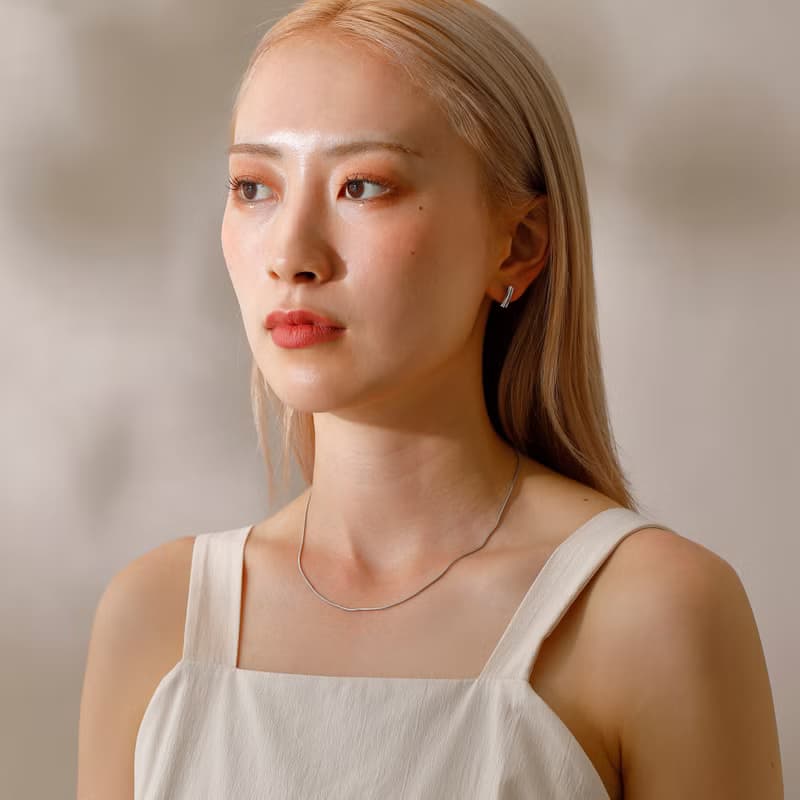string chain magnet necklace SV ニッケルフリー マグネットネックレス 着脱簡単　シンプルチェーンネックレス　シルバー