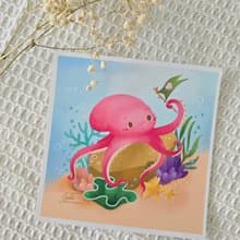 Pink squid postcard.