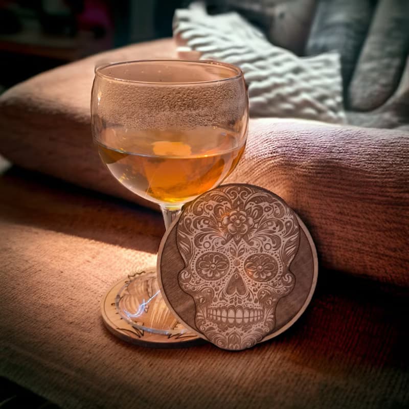 Mexican Patterns Wooden Coaster Set – Cultural Home Bar Decor - Mexico Art