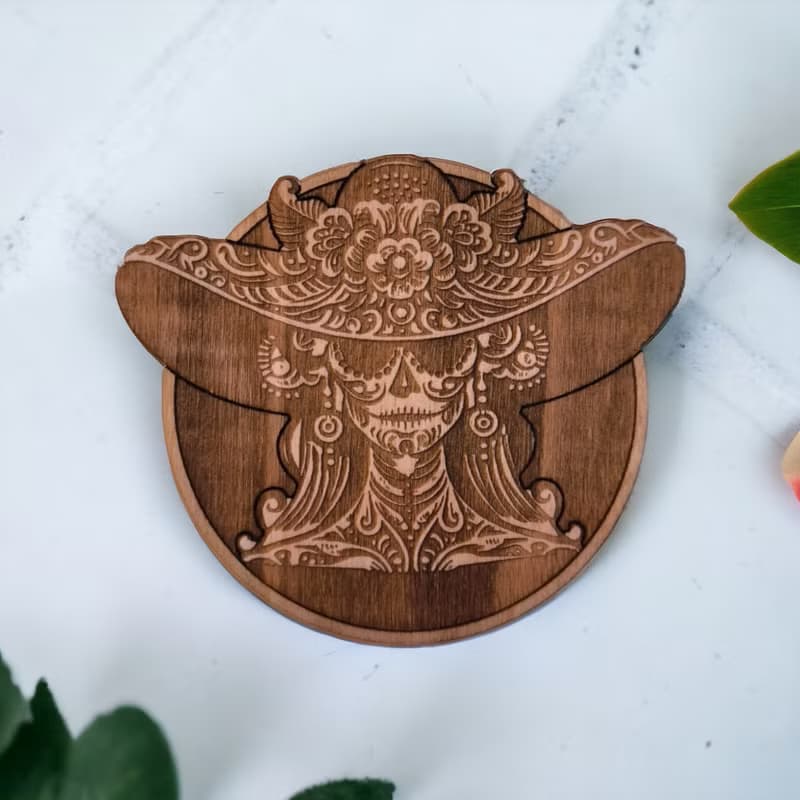 Mexican Patterns Wooden Coaster Set – Cultural Home Bar Decor - Mexico Art