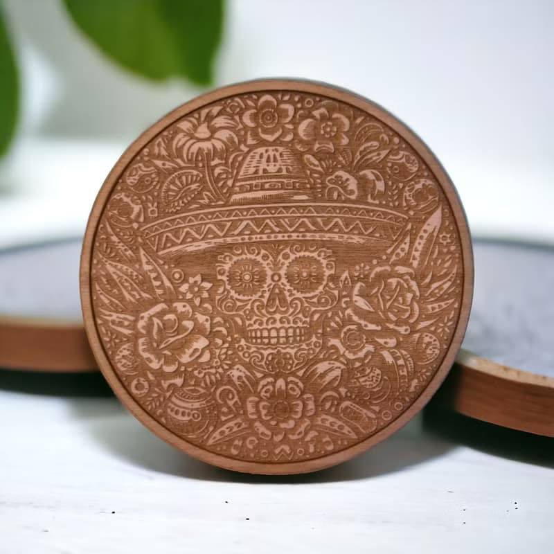 Mexican Patterns Wooden Coaster Set – Cultural Home Bar Decor - Mexico Art