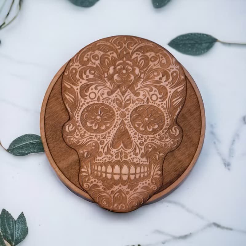 Mexican Patterns Wooden Coaster Set – Cultural Home Bar Decor - Mexico Art