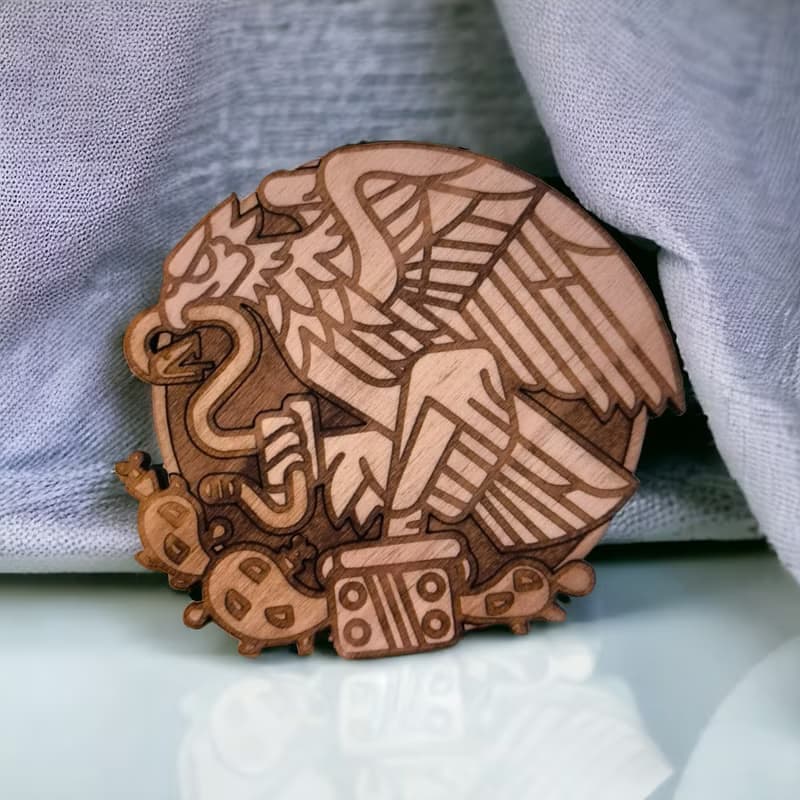 Mexican Patterns Wooden Coaster Set – Cultural Home Bar Decor - Mexico Art