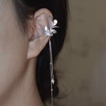 YuanPearl手工銀耳飾s93銀仙女蝴蝶流蘇單只小眾純銀耳骨夾款