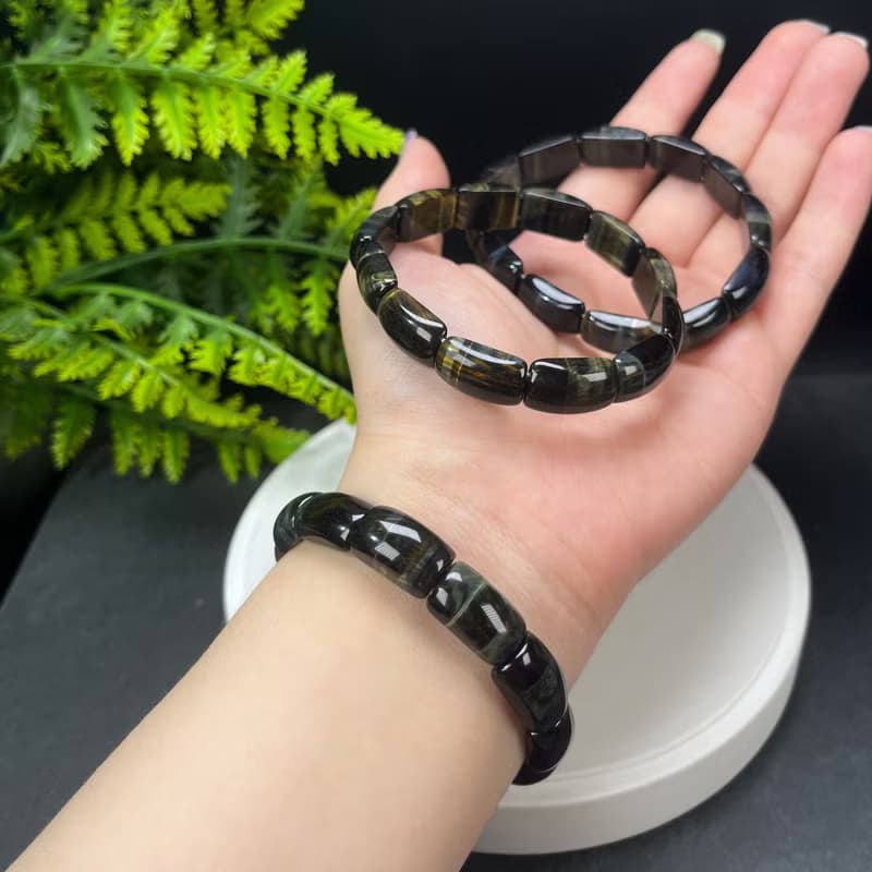 夢幻精品天然虎眼石手排 10mm 藍黃虎晴石手鏈 男女單圈 招財平安