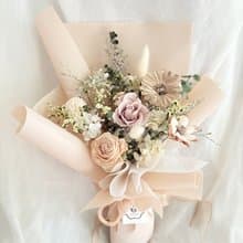 迅速出貨 畢業花束 清新奶茶 永生花 情人節花束 父親節迅速出貨