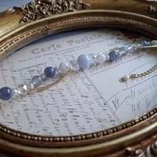 i sea you－古典神秘優雅雙層手鍊－珍珠、堇青石、拉長石、白水