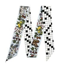 100%桑蠶絲真絲窄領巾/絲巾/飄帶/包柄帶/髮帶::兔子天鵝松鼠棋盤