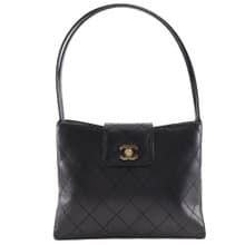 【日本直送】シャネル CHANEL ビコローレ トートバッグ ココマーク ラムスキン 黒 レディース【中古】