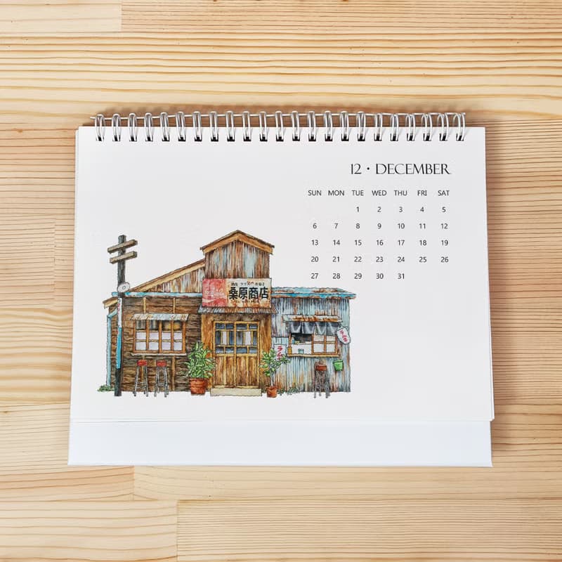 2026台灣街屋 水彩手繪 復古A5月曆/掛曆-老房子-2026桌曆
