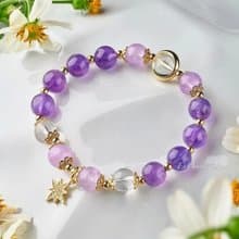 現貨禮盒包裝【紫霧】薰衣草紫 深紫水晶 白水晶手鍊 智慧人緣