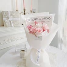 粉白永生玫瑰花束－法式香榭