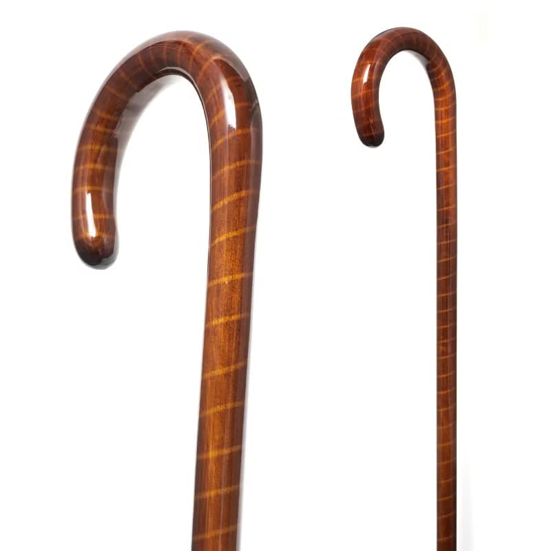 らせん巻き大曲ステッキ　天然木製一本杖