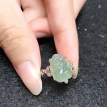 【招財神獸】冰種翡翠貔貅戒指 925銀|天然緬甸玉翡翠A貨| 送禮
