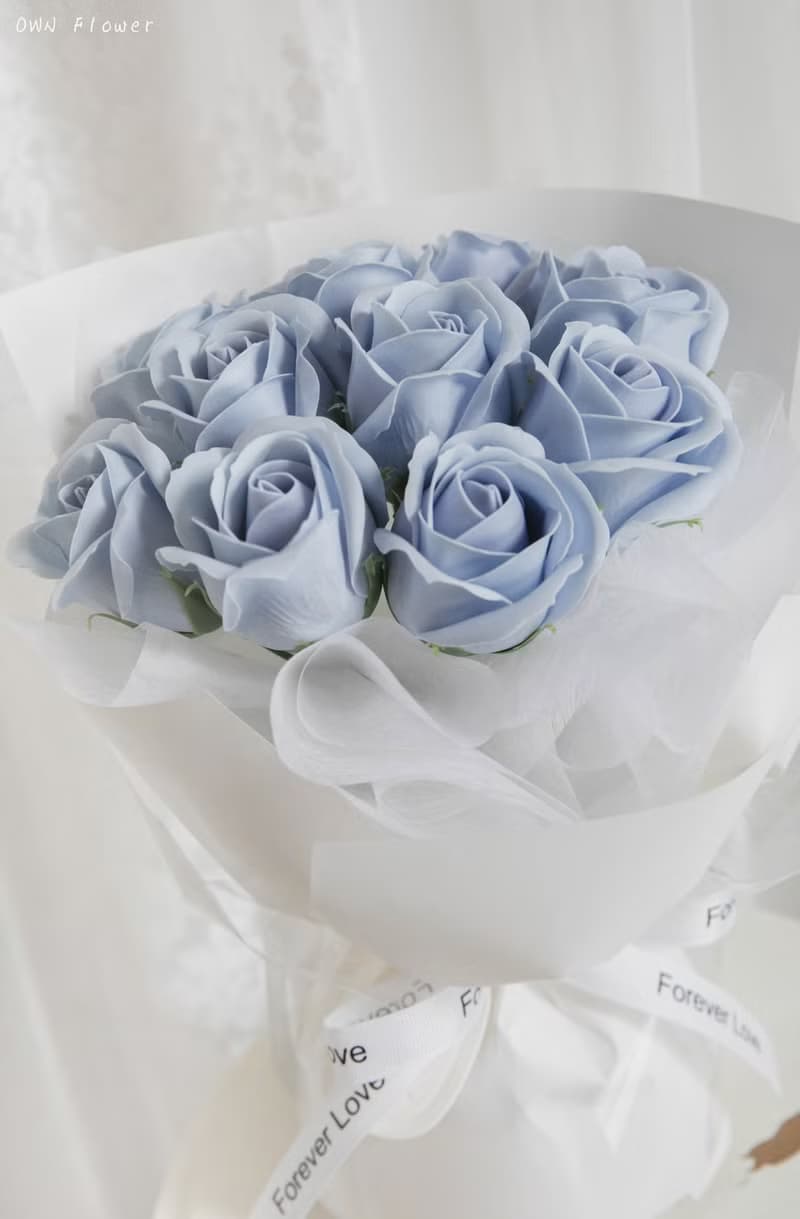 藍玫瑰花束/香皂花束/香皂花/生日花束/情人節花束/驚喜禮物/花束