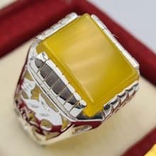 Natural Yellow Yemeni Aqeeq Ring Beautiful Handmade Aqiq Akik Hakik Bague ring