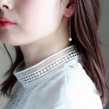 14kgf-tiny pearl swing pierced earrings /can change to clip-on