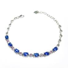 藍寶石手鍊 有燒藍寶石 藍寶石 925純銀手鍊 手工鑲嵌 可調式