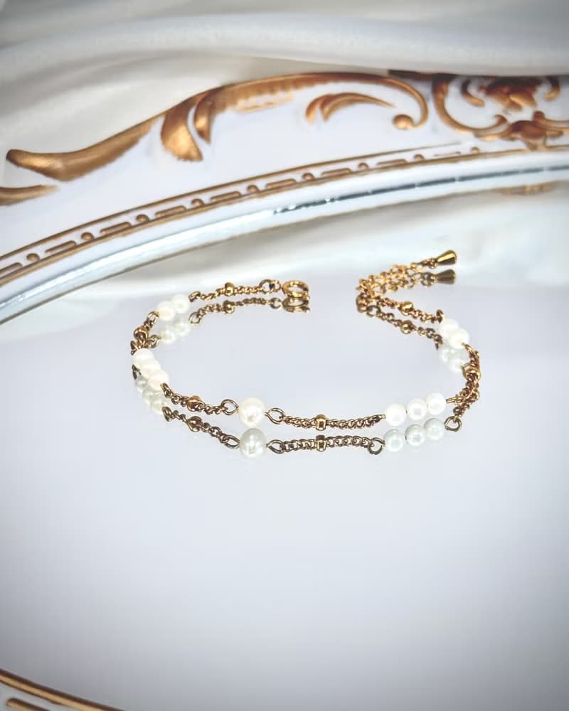 【極細系列】金色款 -月光人魚淚天然珍珠手鍊