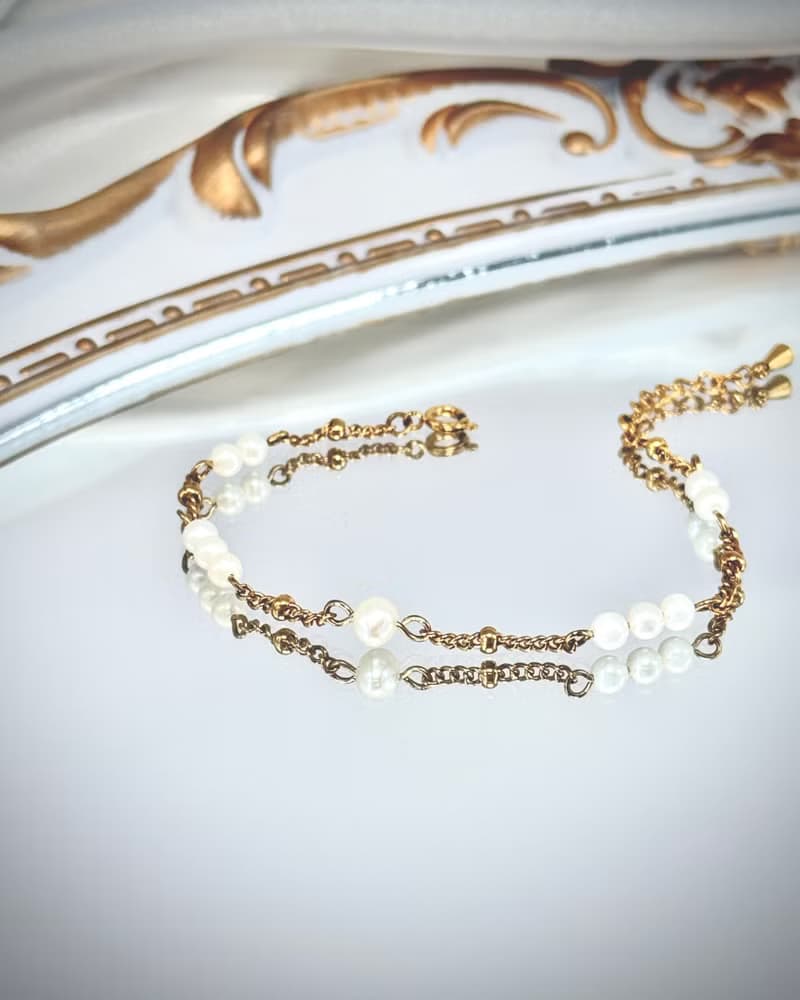 【極細系列】金色款 -月光人魚淚天然珍珠手鍊