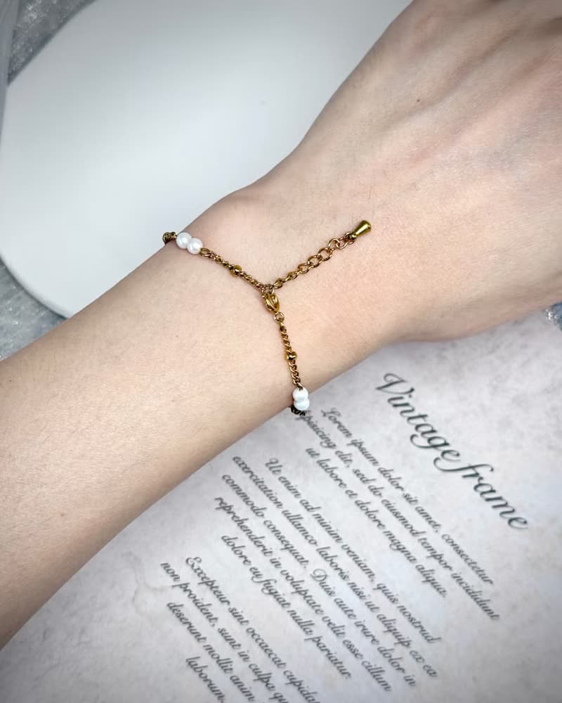 【極細系列】金色款 -月光人魚淚天然珍珠手鍊