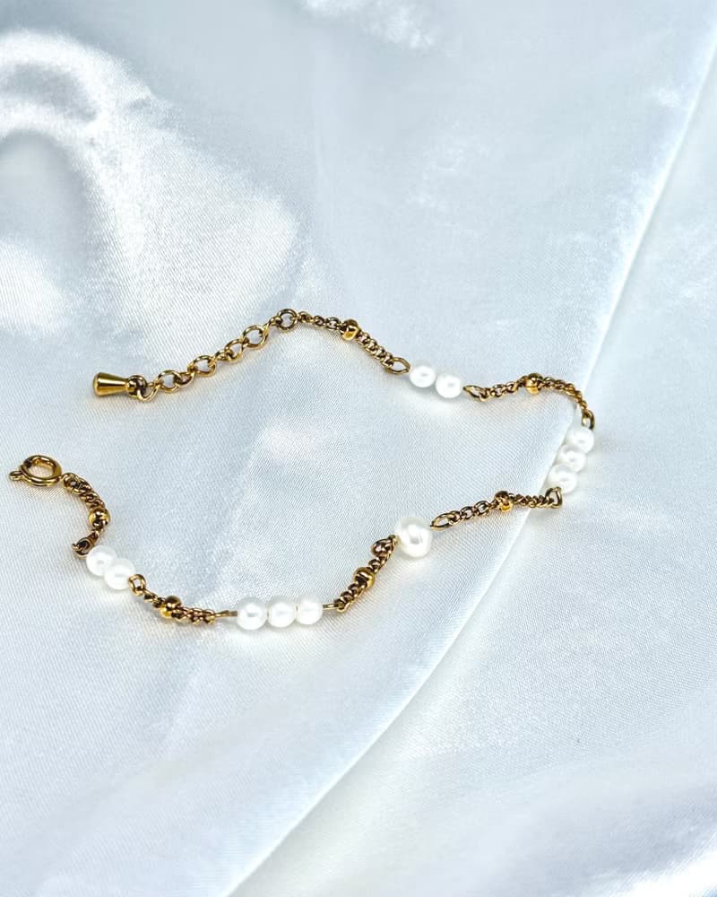 【極細系列】金色款 -月光人魚淚天然珍珠手鍊