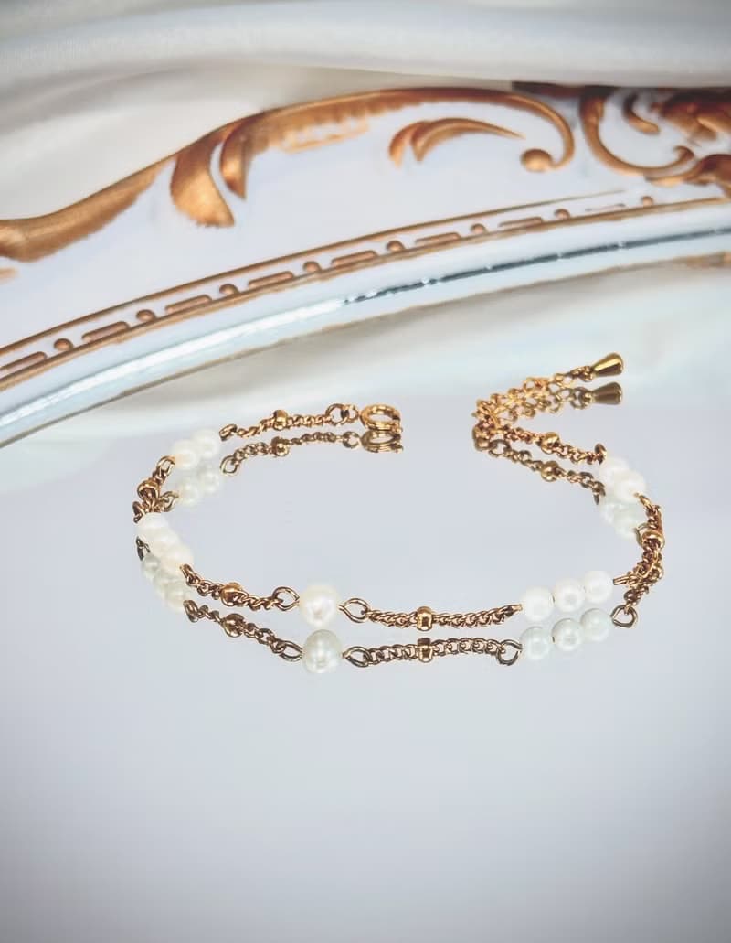 【極細系列】金色款 -月光人魚淚天然珍珠手鍊