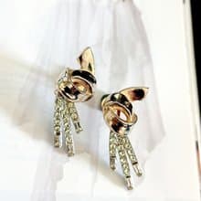 vintage jewelry 立體繩結風格吊墜萊茵 夾式耳環