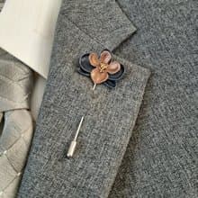 Mens lapel pin leather flower orchid, Fathers day gift for him Leather bout