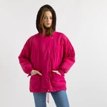 FILA Winter Padded Short Long Sleeve Parka Coat Zip Fastens in Pink 7023