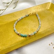 【助表達溝通】水晶手鍊/天河石x月光石x14KGF注金|夏日