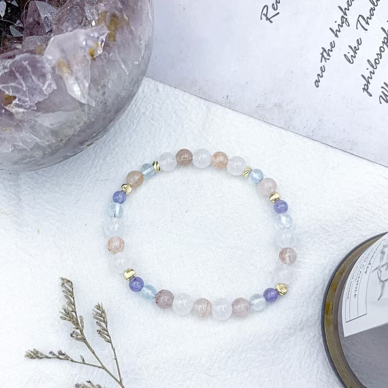 幽靈夢境 / 白幽靈 兔毛水晶 海藍寶 坦桑石 水晶手鍊