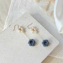 【原創－飾品】珍珠簍空花 手作編織 耳環 耳針 耳夾