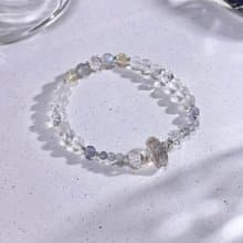 s925純銀 閃靈鑽|灰月光|白幽靈| 金髮晶| 堇青石| 水晶手鍊A21