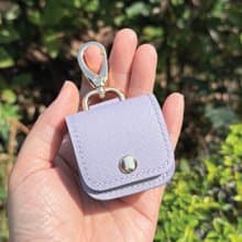 【AirPods保護套】粉紫色十字紋牛皮/1/2/3/4/Pro3代皮革收納套