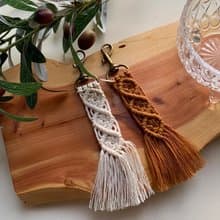 Macrame 經典 三菱形 鑰匙圈 波希米亞風 編織 吊飾