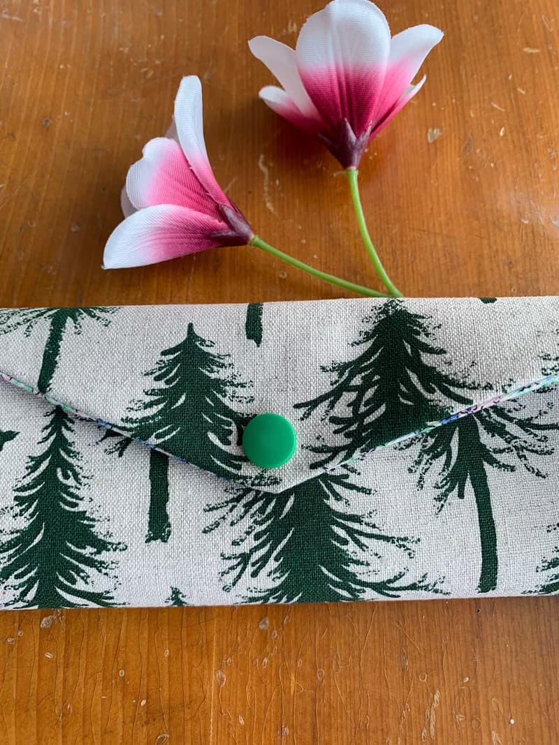 文青風環保筷袋  植樹 綠  手作餐具袋.交換禮物.