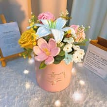 手作鉤織粉色花束