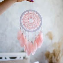 Pink dream catcher for girl | Pink white nursery decor | ตาข่ายดักฝันสีชมพู