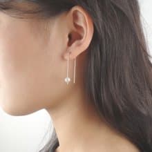 輕耳飾 天然珍珠 925純銀線 設計師手工飾品