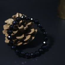 天然黑瑪瑙刻面手鏈切面黑色瑪瑙手串