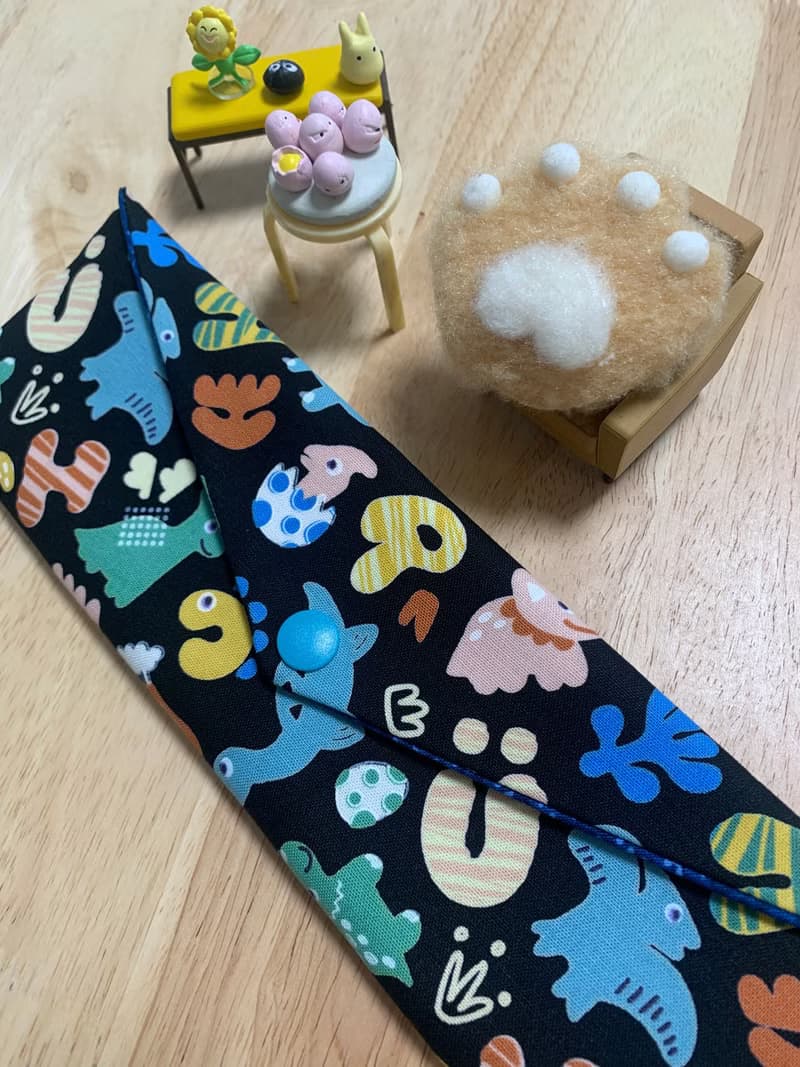 文青風環保純棉筷袋 萌萌侏羅紀 個性酷黑   日本 潮物 收納 手