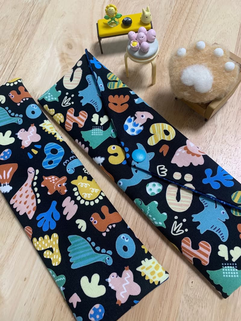 文青風環保純棉筷袋 萌萌侏羅紀 個性酷黑   日本 潮物 收納 手