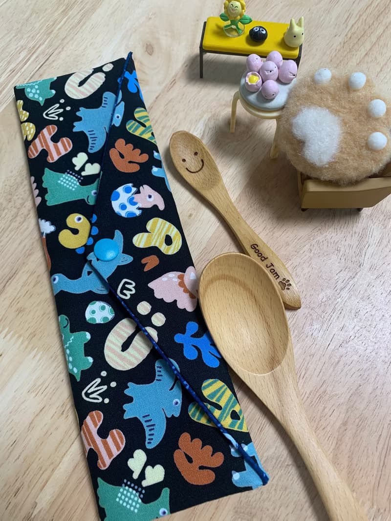 文青風環保純棉筷袋 萌萌侏羅紀 個性酷黑   日本 潮物 收納 手