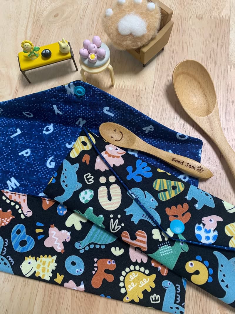 文青風環保純棉筷袋 萌萌侏羅紀 個性酷黑   日本 潮物 收納 手