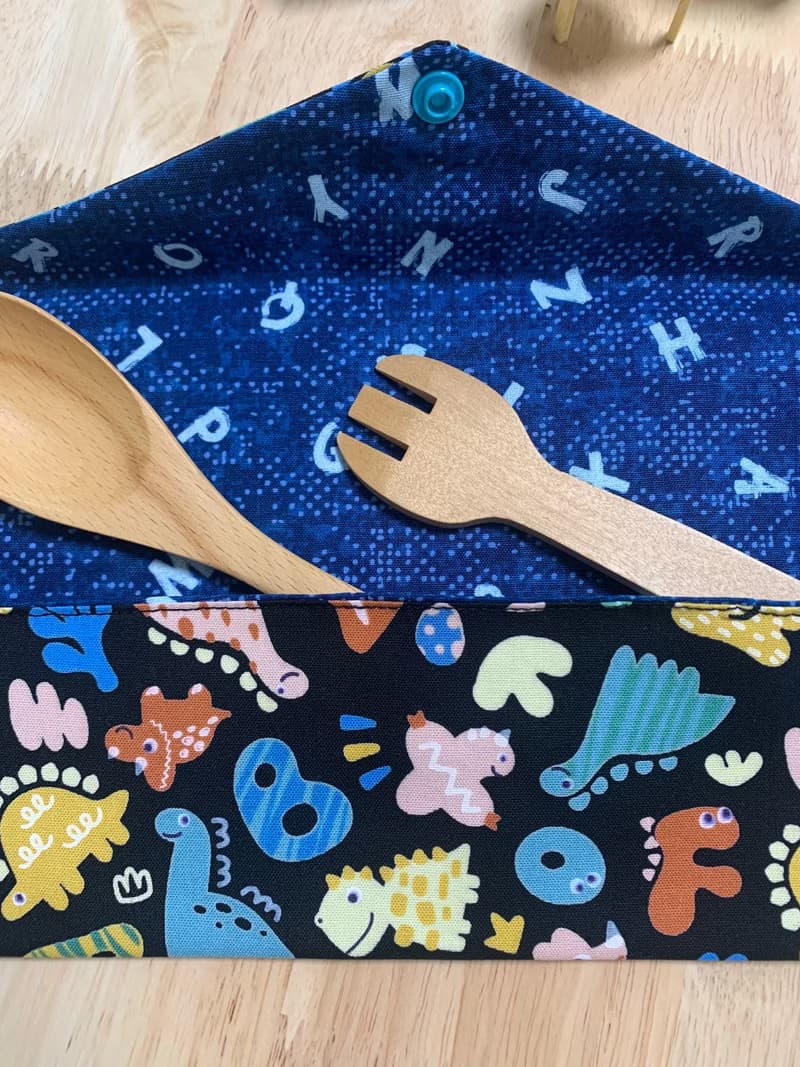 文青風環保純棉筷袋 萌萌侏羅紀 個性酷黑   日本 潮物 收納 手