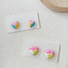 耳針 / 耳夾 / 軟陶耳環 愛心耳環