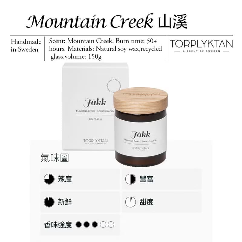 【瑞典 Torplyktan】極地風光蠟燭150g-山溪