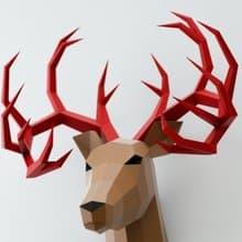 Papercraft deer, paper animal trophy, 3D interior sculpture kit DIGITAL TEMPLATE