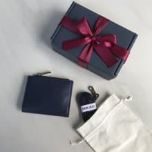 短夾包 真皮皮夾 Leather wallet with strap Blue